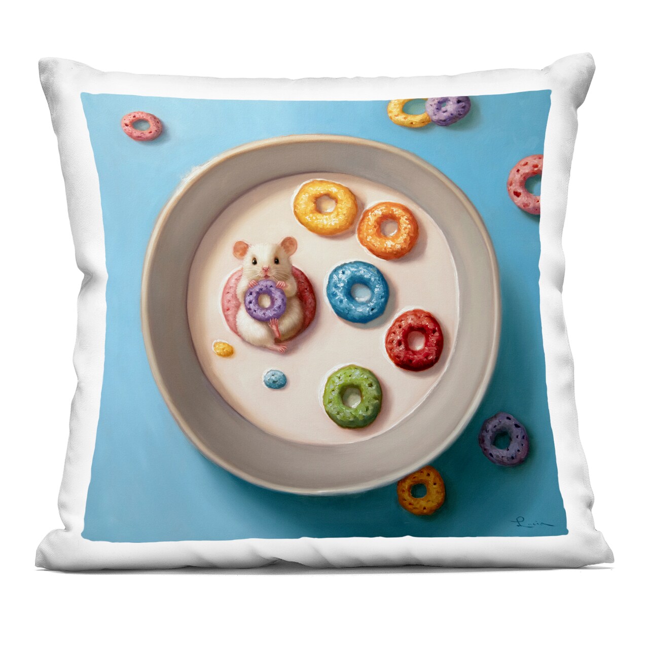 Stupell Industries Morning Dunk Cereal Mouse Decorative Printed Throw Pillow, design by Lucia Heffernan, 18 x 7 x 18